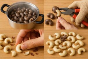 cách bóc hạt điều